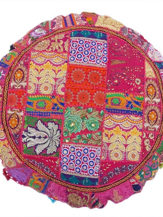 Fodera per cuscino da pavimento patchwork Cuscino da pavimento rotondo per la vendita all'ingrosso da parte di bhavnas boutique