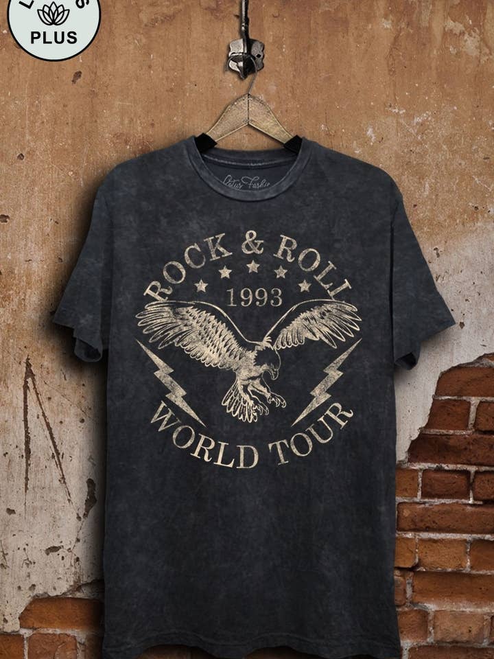 Lotus Fashion Collection - Vente T-shirt à imprimés – femme - Top graphique du Rock Roll World Tour
