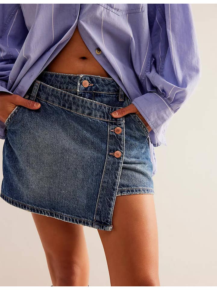 Sweetkama – Großhandel Rock – Damen – Damen-Mini-Jeansrock mit asymmetrischer Tasche SKS5416