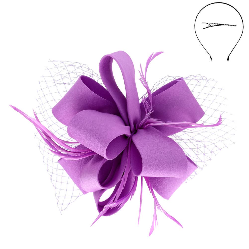 anbfashion - Wholesale Fascinator Hat - Women's - Feathered Loopy Bow Sinamay Fascinator H2937FU10