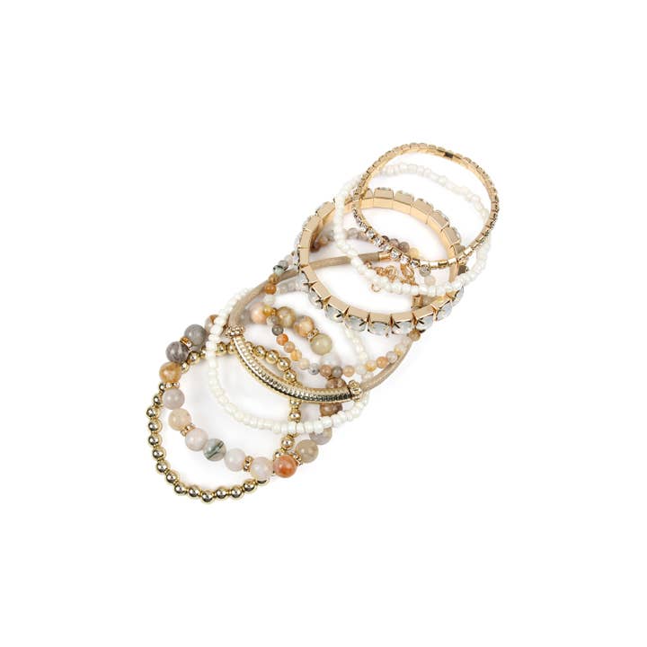 MYS Wholesale Inc - Wholesale Beaded Bracelet - Regular Size Stack-able Beads Bracelet Set24