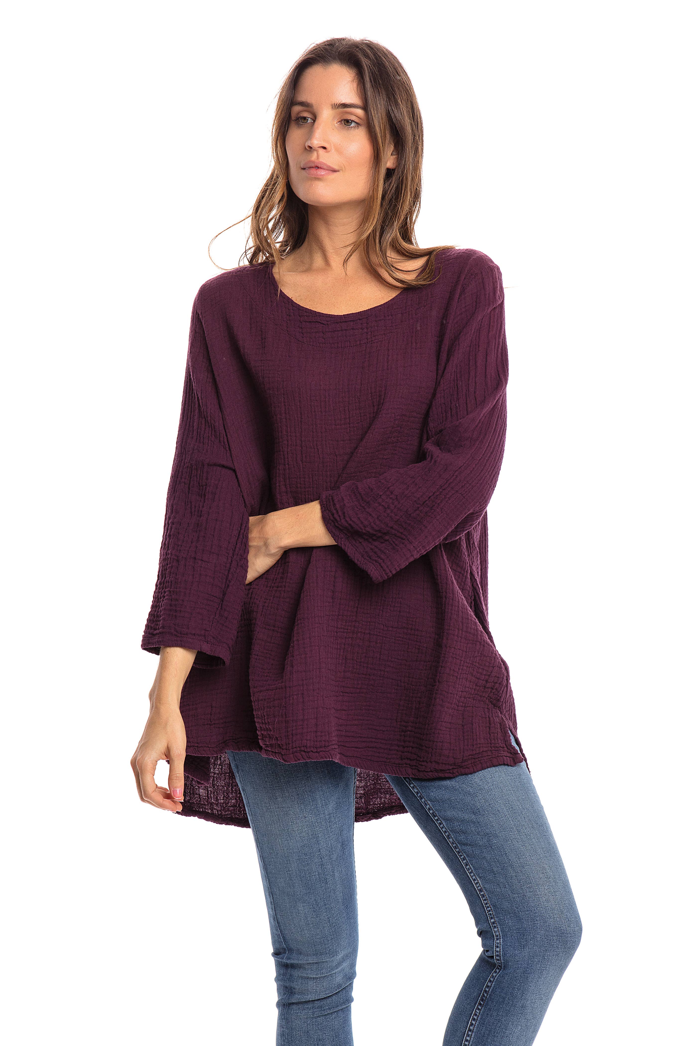 Nusantara Inc. - Wholesale Blouse - Women's - Thai Cotton Long Sleeve Tunic-03477 (S/M, L/X, XXL)17