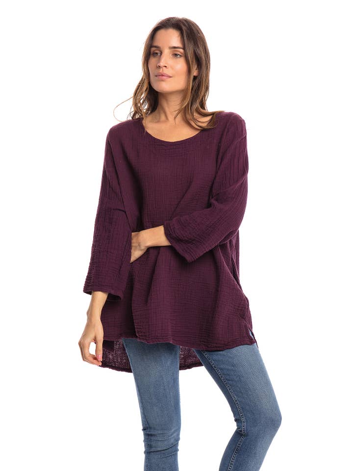 Nusantara Inc. - Wholesale Blouse - Women's - Thai Cotton Long Sleeve Tunic-03477 (S/M, L/X, XXL)17