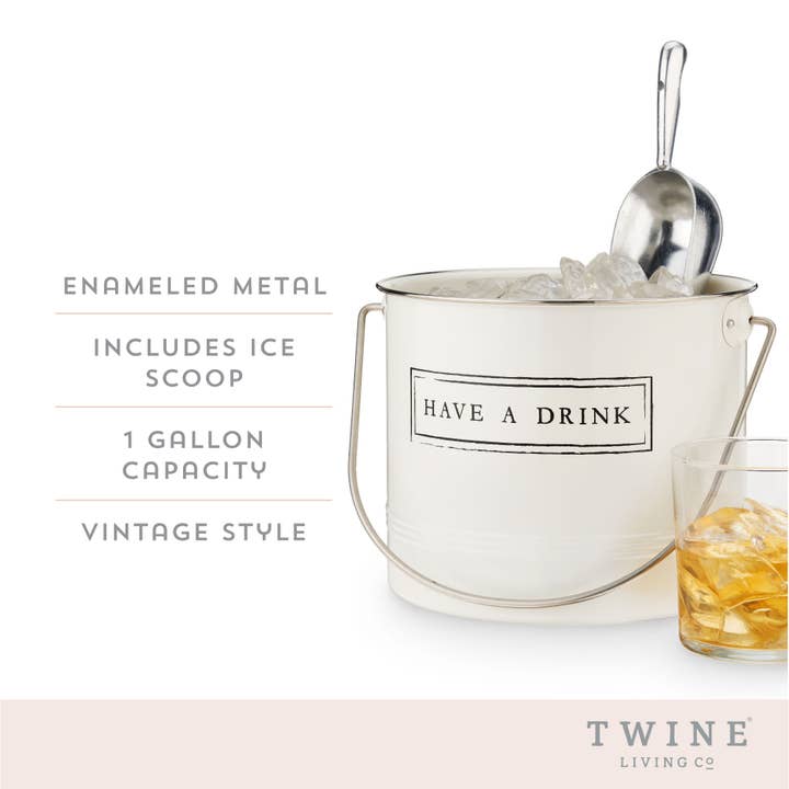Twine - Wholesale Ice Bucket - Galvanized Metal Ice Bucket and Scoop Have A Drink in White5