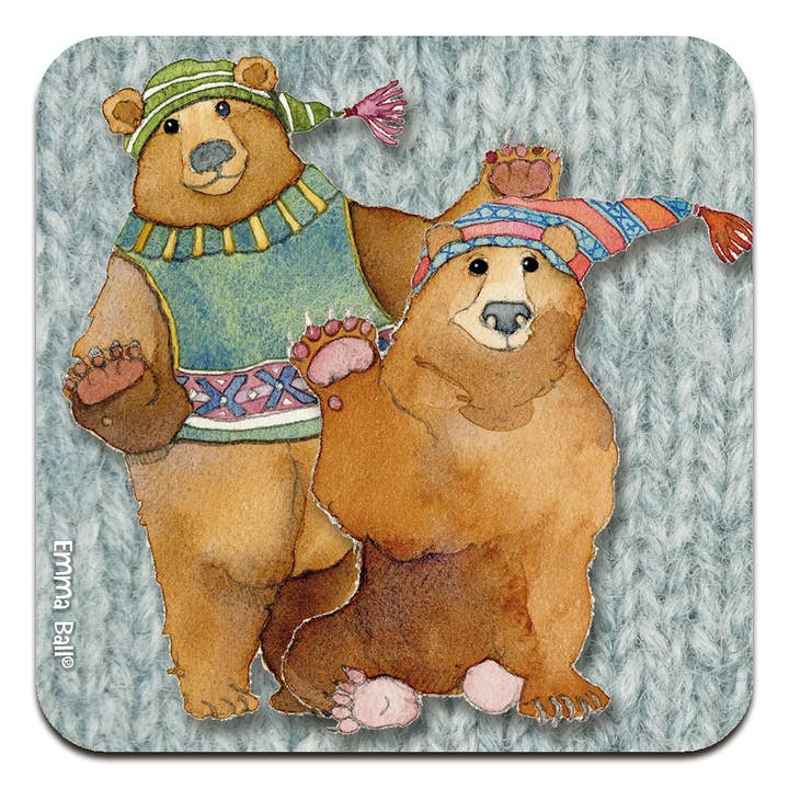 Two Woolly Bears Coaster for wholesale by Emma Ball Ltd