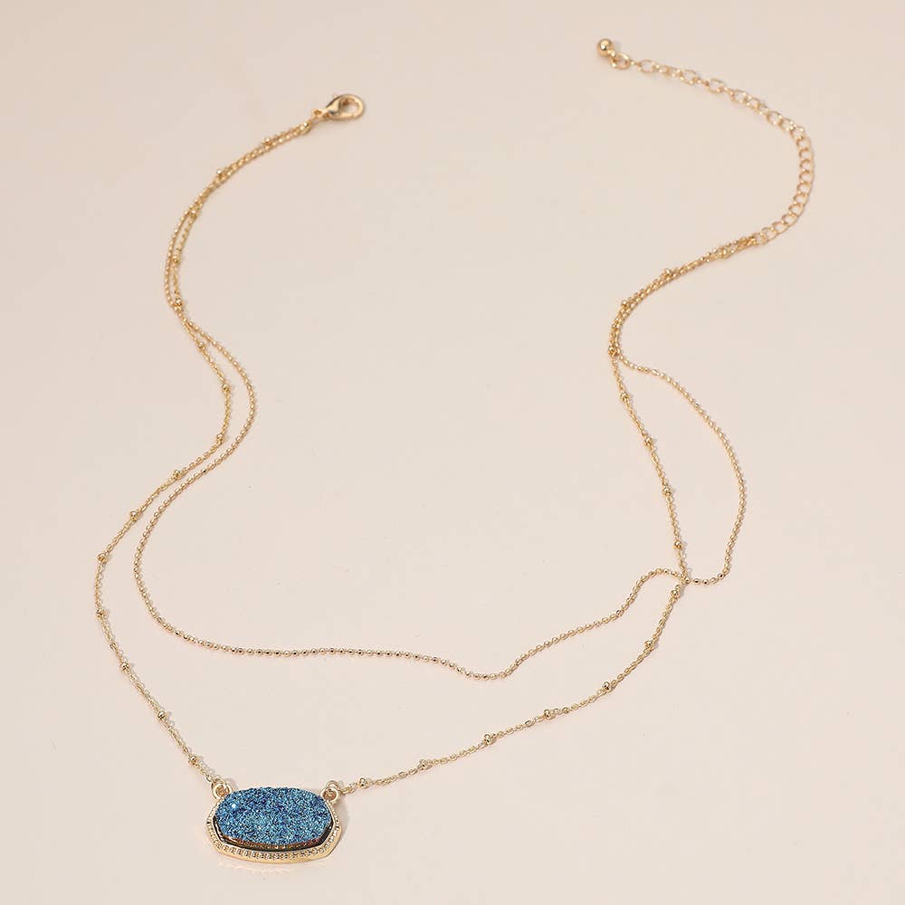 Sensibling Corp. – Engroshandel Halskæde med vedhæng – Druzy vedhæng accent lagdelt halskæde3