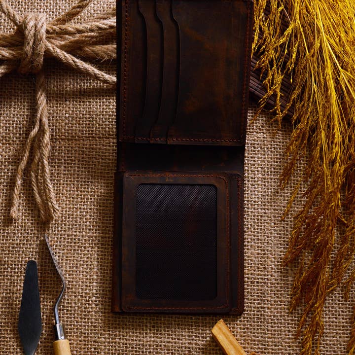 Craftivor – wholesale Wallet - Men’s – Personalized Leather Wallet Men, Engraved Leather Initials Custom Card Cash Holder Wallet5