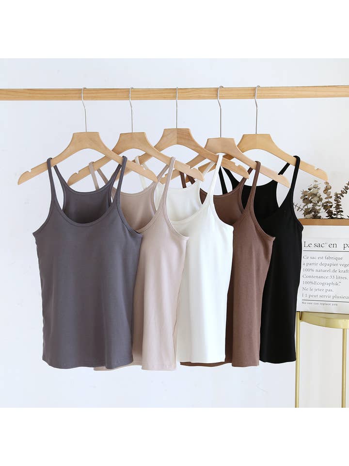 Rosa Clothing - Wholesale Tank Top - Women's - Athleisure cotton blend Scoop neck shelf bra tank top16