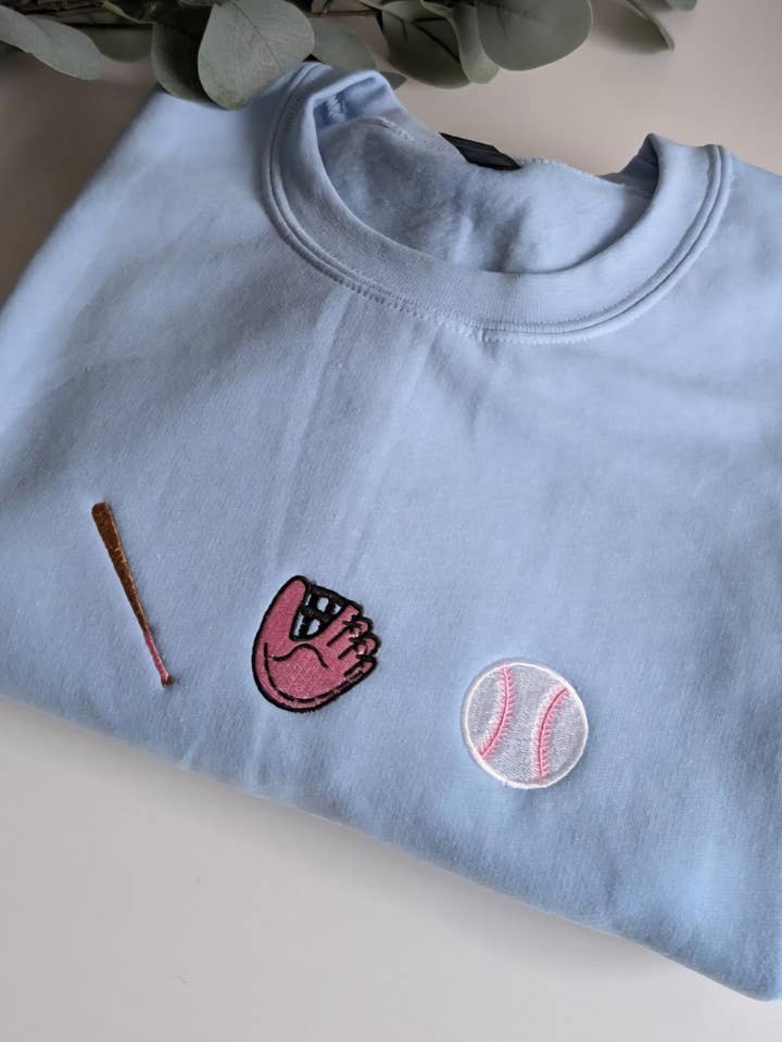 Baseball / softball embroidered crewneck sweater for wholesale by NufNuf Creations