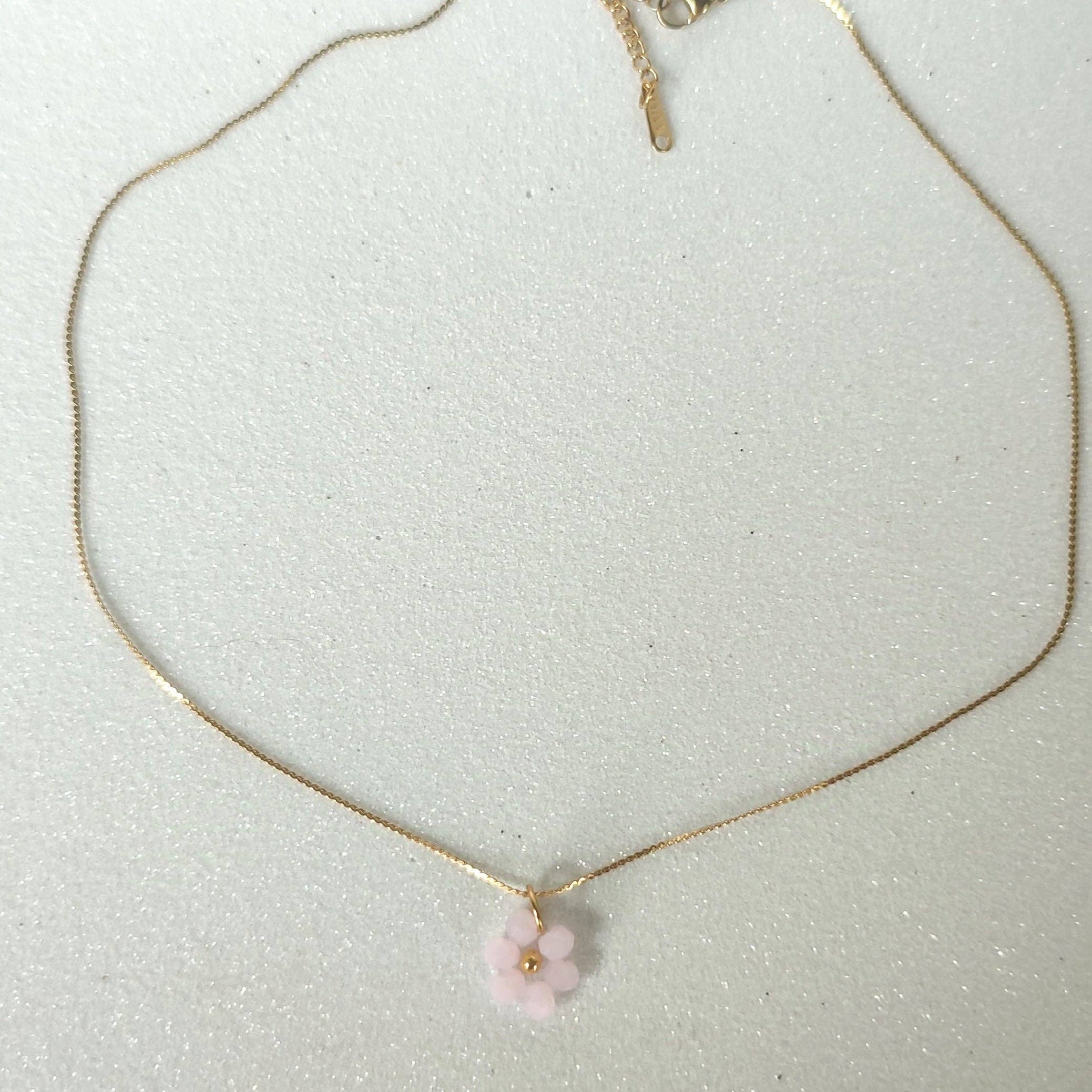 Petali e passioni di Bononcini Monica - Wholesale Pendant/Charm Necklace - Flower pendant necklace in crystals - rose quartz3