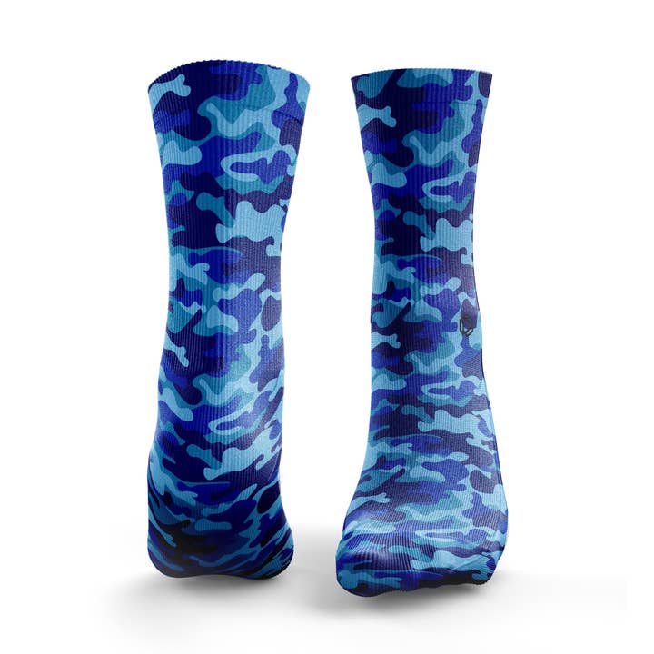 Blue Camo Unisex Athletic Socks for wholesale by HEXXEE