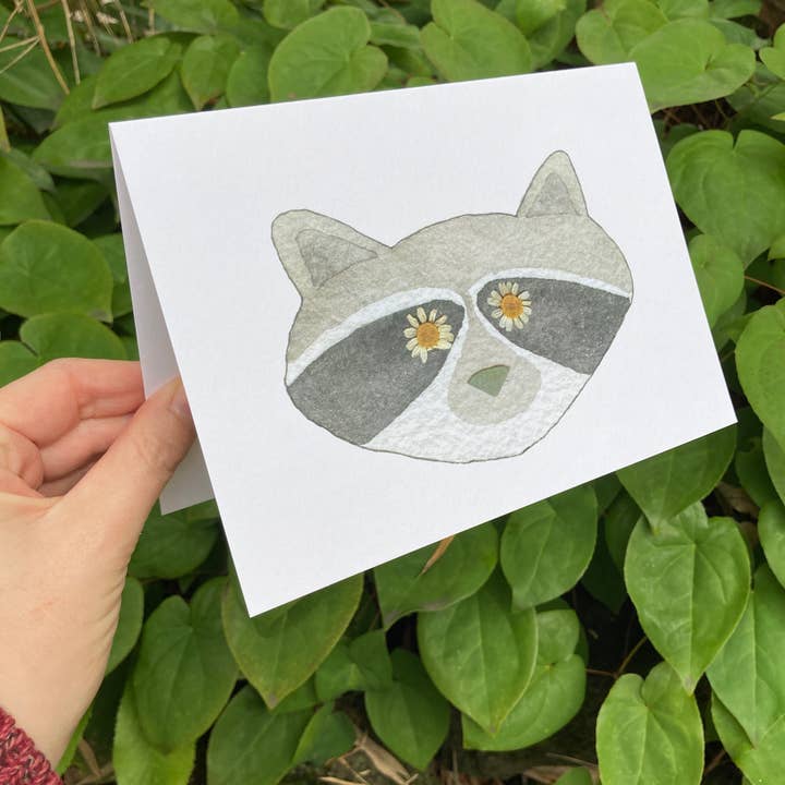 Raccoon Flower Eye Frameable Card for wholesale by Little Leaf Ink