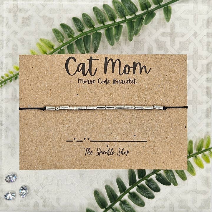 Handmade Morse Code Bracelet - Cat Mom for wholesale by The Sparkle Shop