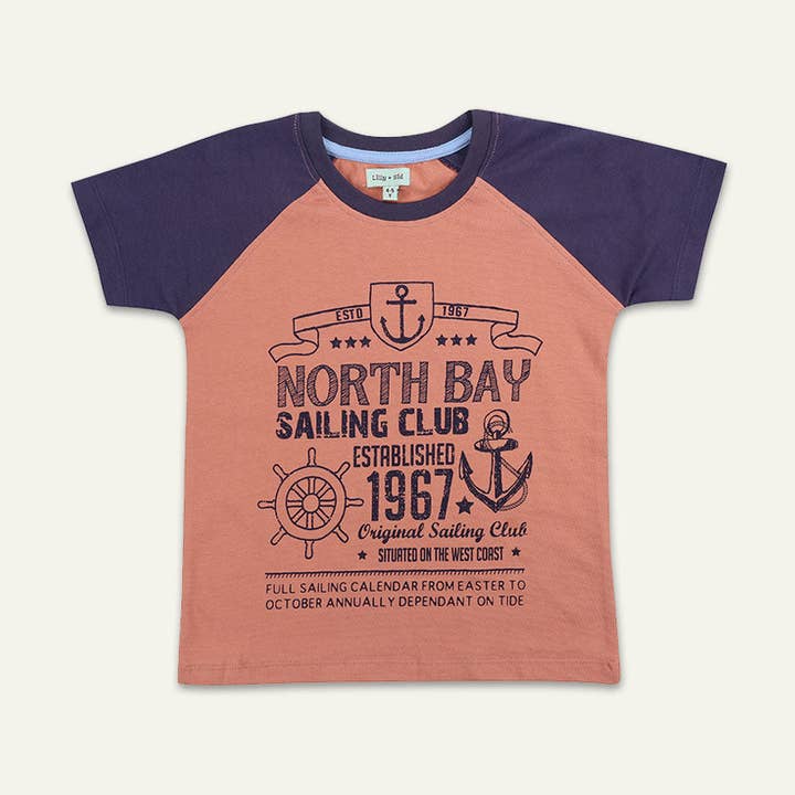 Lilly and Sid – wholesale Screen-printed t-shirt – Kids – Multicoloured Sailing Club Slogan Print T-Shirt0