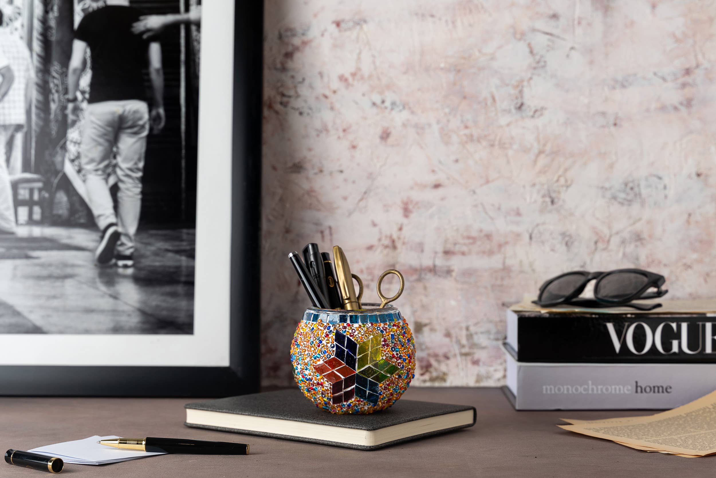 KAFTHAN - Wholesale Candle Holder - Large Mosaic Glass Candle Holders | Christmas Holiday Decor14