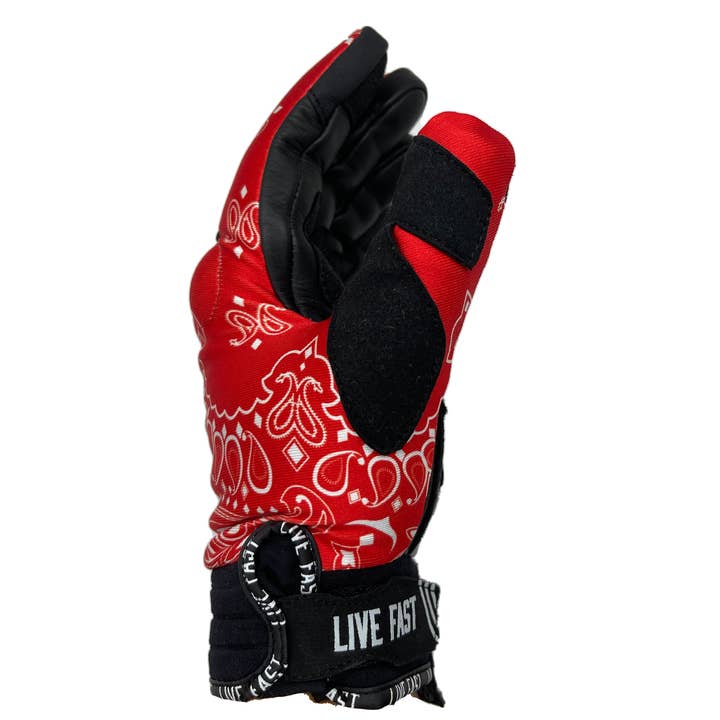 Live Fast Gear - Wholesale Gloves - Men's - Red Paisley Motorcycle Gloves2