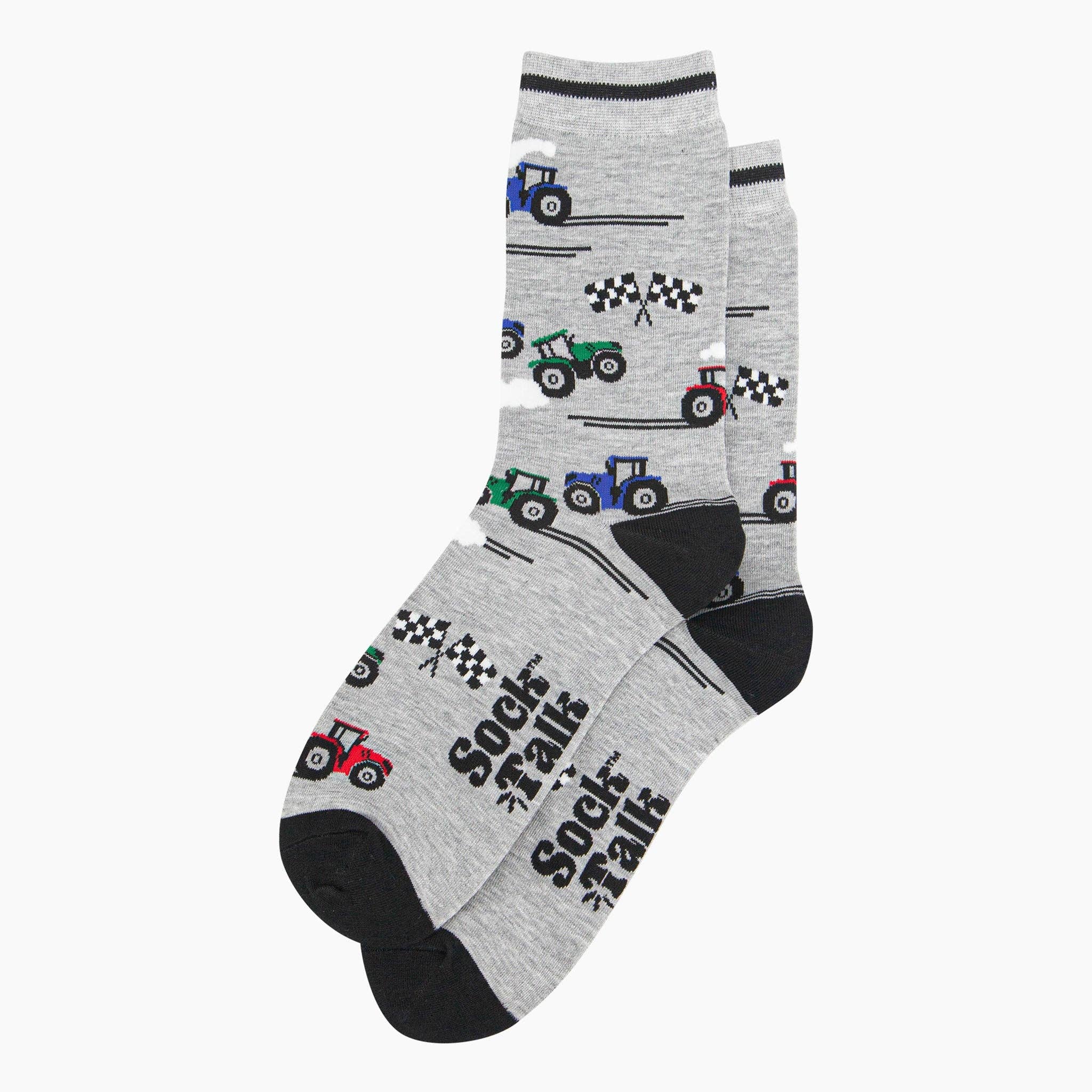 Sock Talk - Wholesale Socks - Men's - Men's Bamboo Socks - Grey, Tractor Racing1