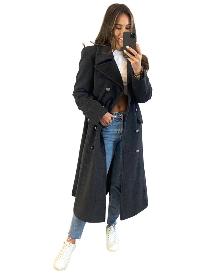 Anastasia – wholesale Rock - Dam – Womens dubbel knäppt militär vinterrock