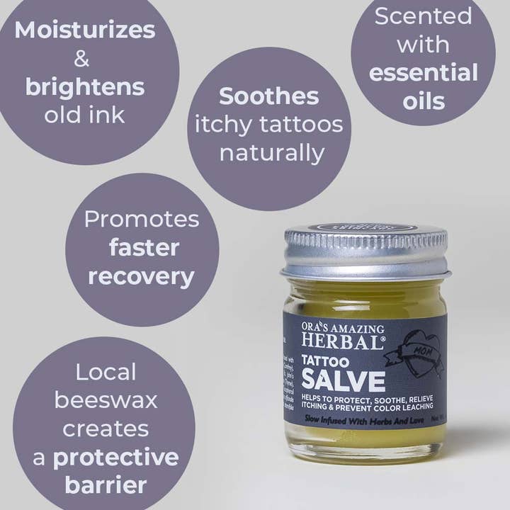 Ora’s Amazing Herbal Natural Skincare – Engroshandel Tatoveringssalve/pleje – Tatoveringssalve, naturlig tatovering efterbehandling, 1 oz rejsestørrelse2