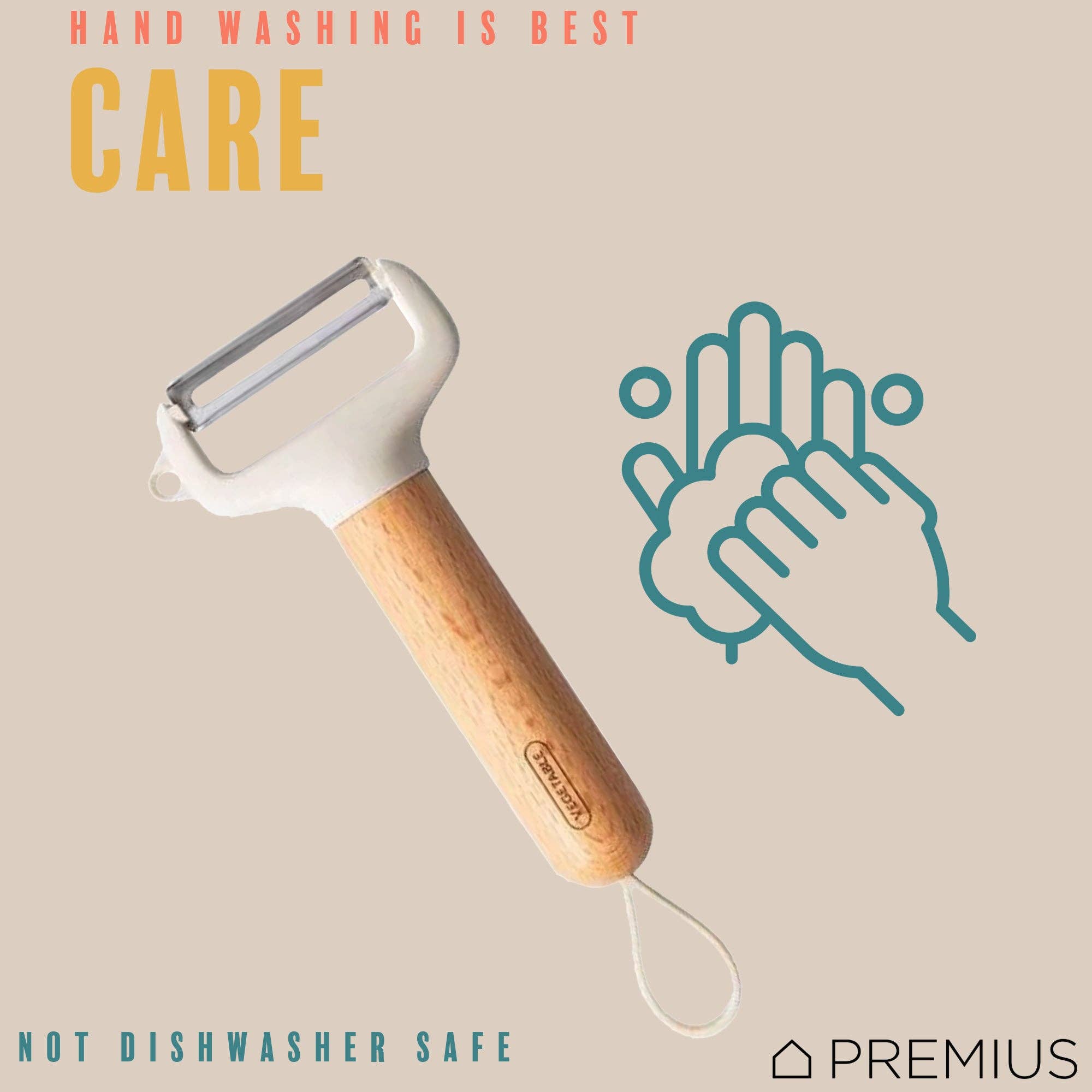 ShopBobbys - Wholesale Peeler - PREMIUS Wooden Vegetable Stainless Steel Blades Peeler with Potato Eyer, White-Natural6