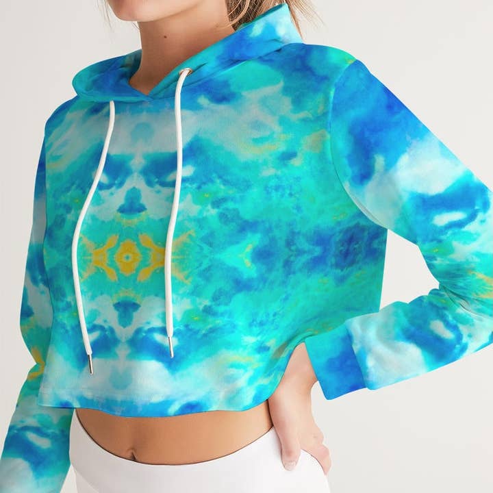 Pareidolia XOX Electric Women's Cropped Hoodie for wholesale by Fridge Art Boutique