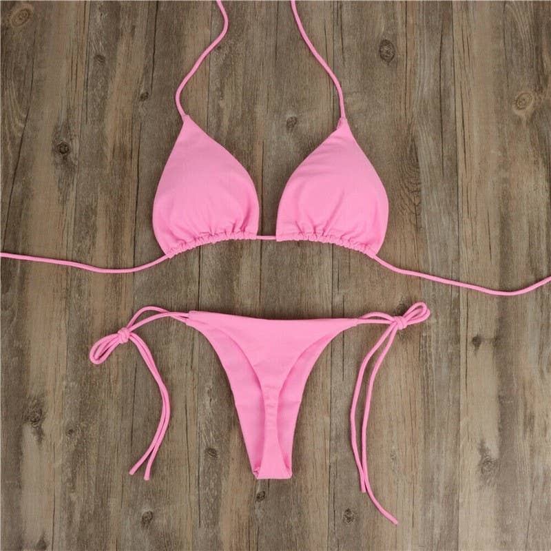 Rosa Clothing - Wholesale Two Piece Swimsuit - Women's - Get Tan ！Plain string bikini set Split bikini swimsuit6