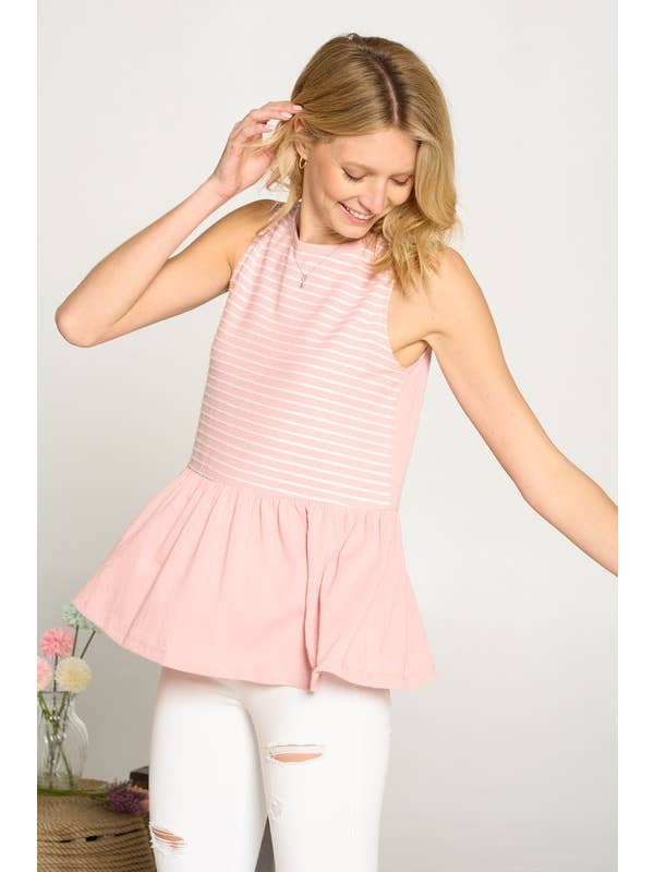 Doe and Rae - Wholesale Knit Top - Women's - Striped Torso Knit Top - 14254T