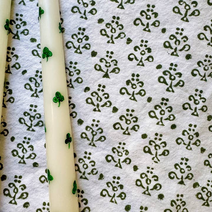 Studio E Bloom - Wholesale Tapered Candle/Candlestick - Hand-Painted Shamrock Taper Candles - Set of 21