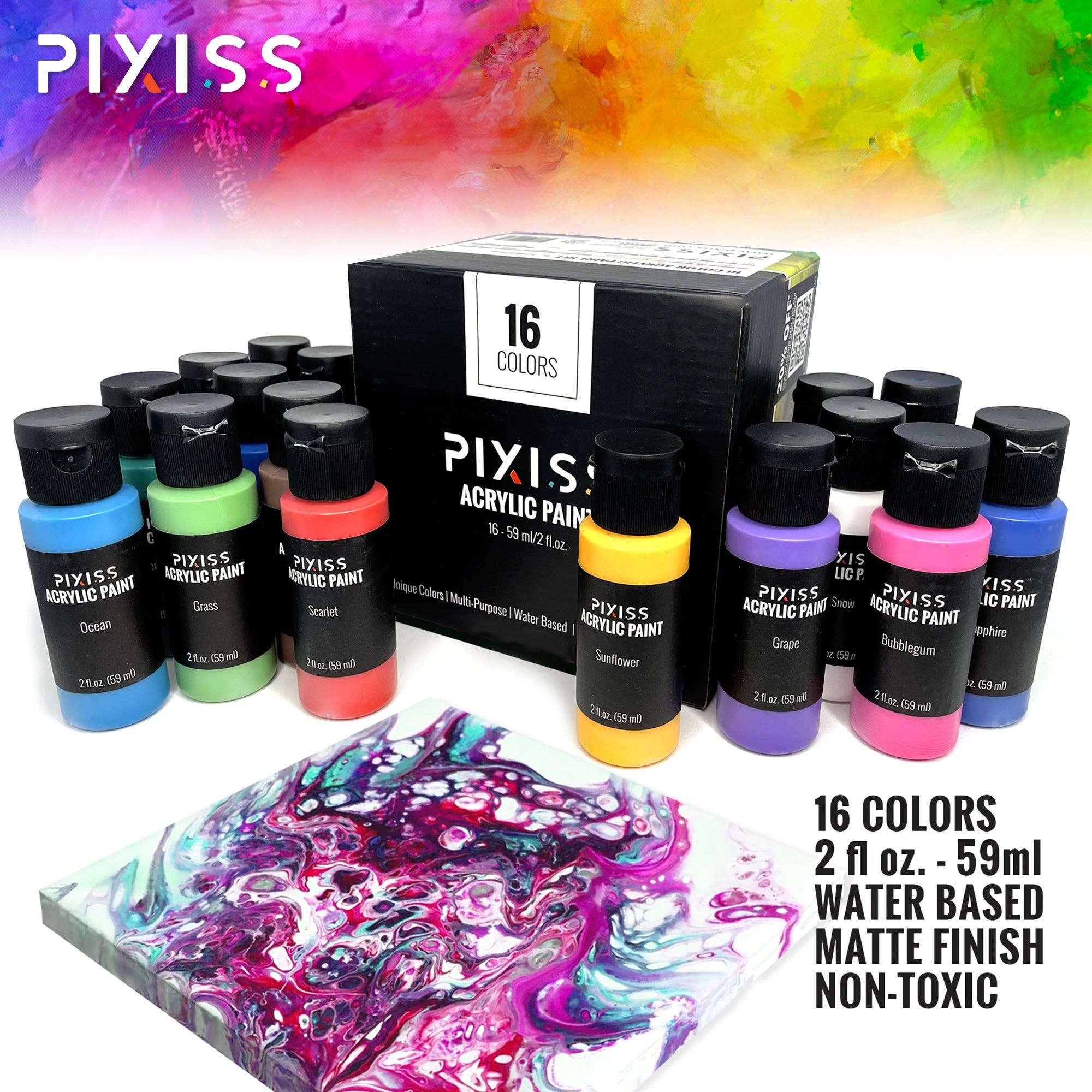 Pixiss - Vendita all'ingrosso Set da pittura - Kit per principianti di pittura acrilica PIXISS2