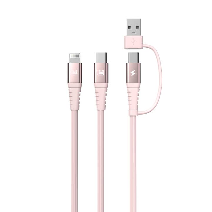 LAX Gadgets - Wholesale Charging Cable - 4-in-1 USB-A/USB-C to USB-C and Iphone Cables-Retail Pack16