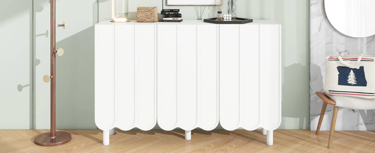 39F Inc. - Wholesale Cabinet - Minimalist Shoe Cabinet/Sideboard (Black/White, Wave Doors)26