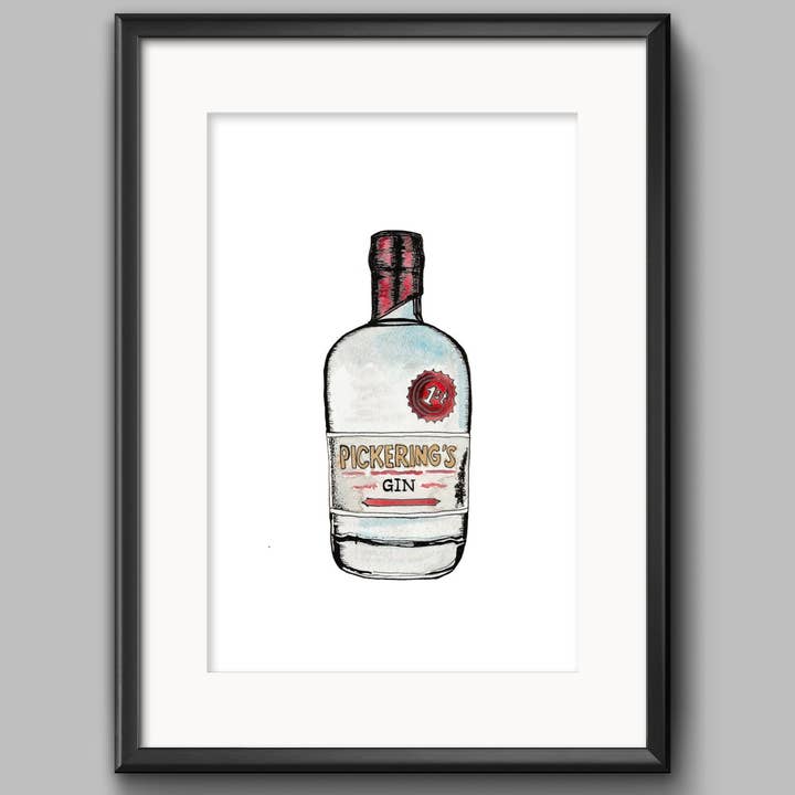 Pickering's Gin Bottle Print for wholesale by Sarah Leask Studio