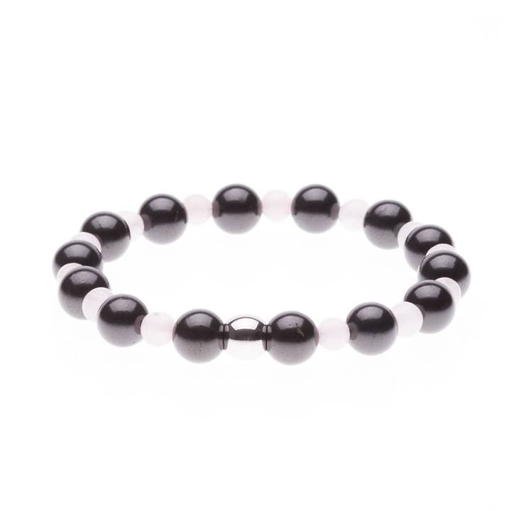 shungite bracelet with rose quartz for wholesale by Schungit-Welt