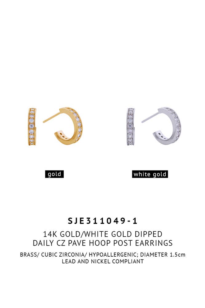 Hana – Engroshandel Hoops – 14K Daily CZ Pave Hoop Post ørering4