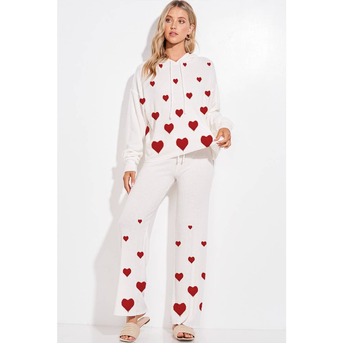Phil Love - Wholesale Graphic Sweatshirt - Women's - Heart print soft rib Hoodie loungewear set12
