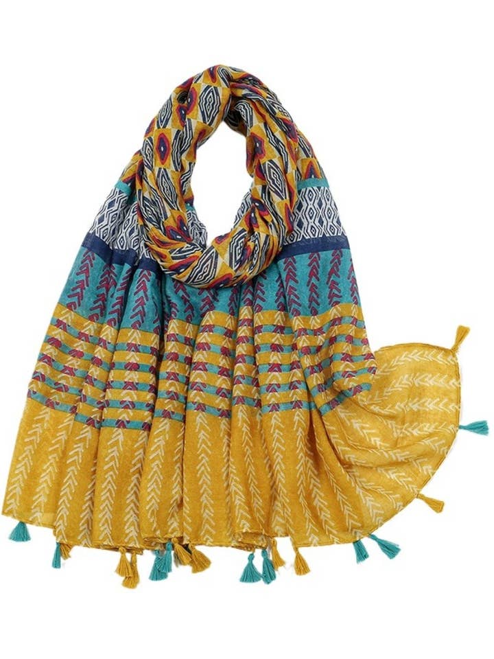 Scarvii - Retro Printed Fringed Scarf Shawl for wholesale by Funkyrel® Atzbranding Limited