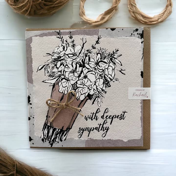 Blomster, monokrom buket - Sympati for engroshandel hos Drawn by Rachael