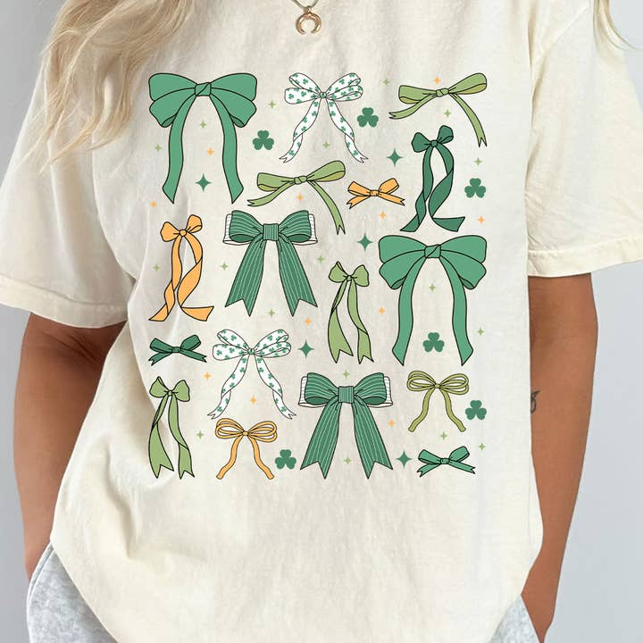 St Patrick's Days Bow Grid Comfort Colors Tee for wholesale by Kissed Apparel