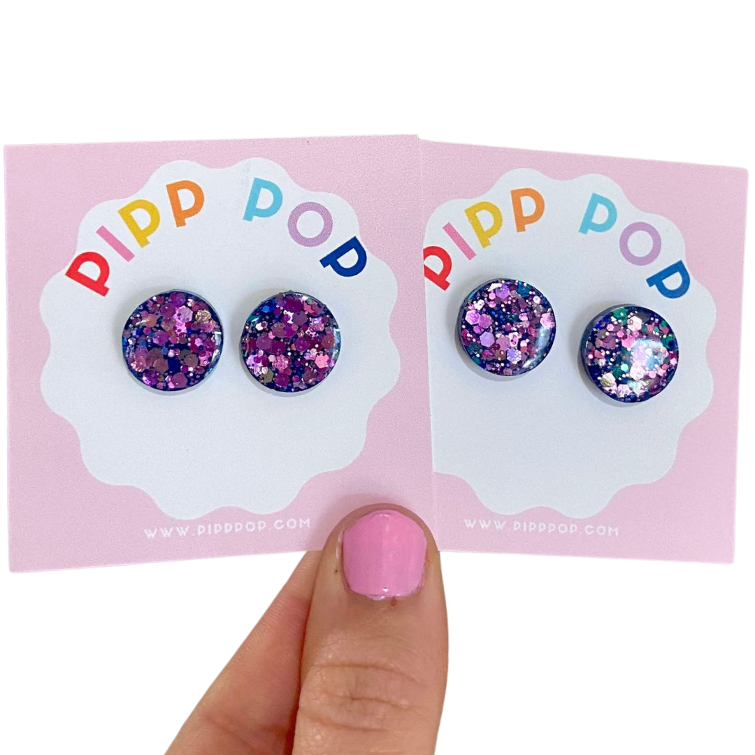 Pipp Pop - Wholesale Stud/Post Earrings - Glitter Resin Studs - 34 Colours Available23