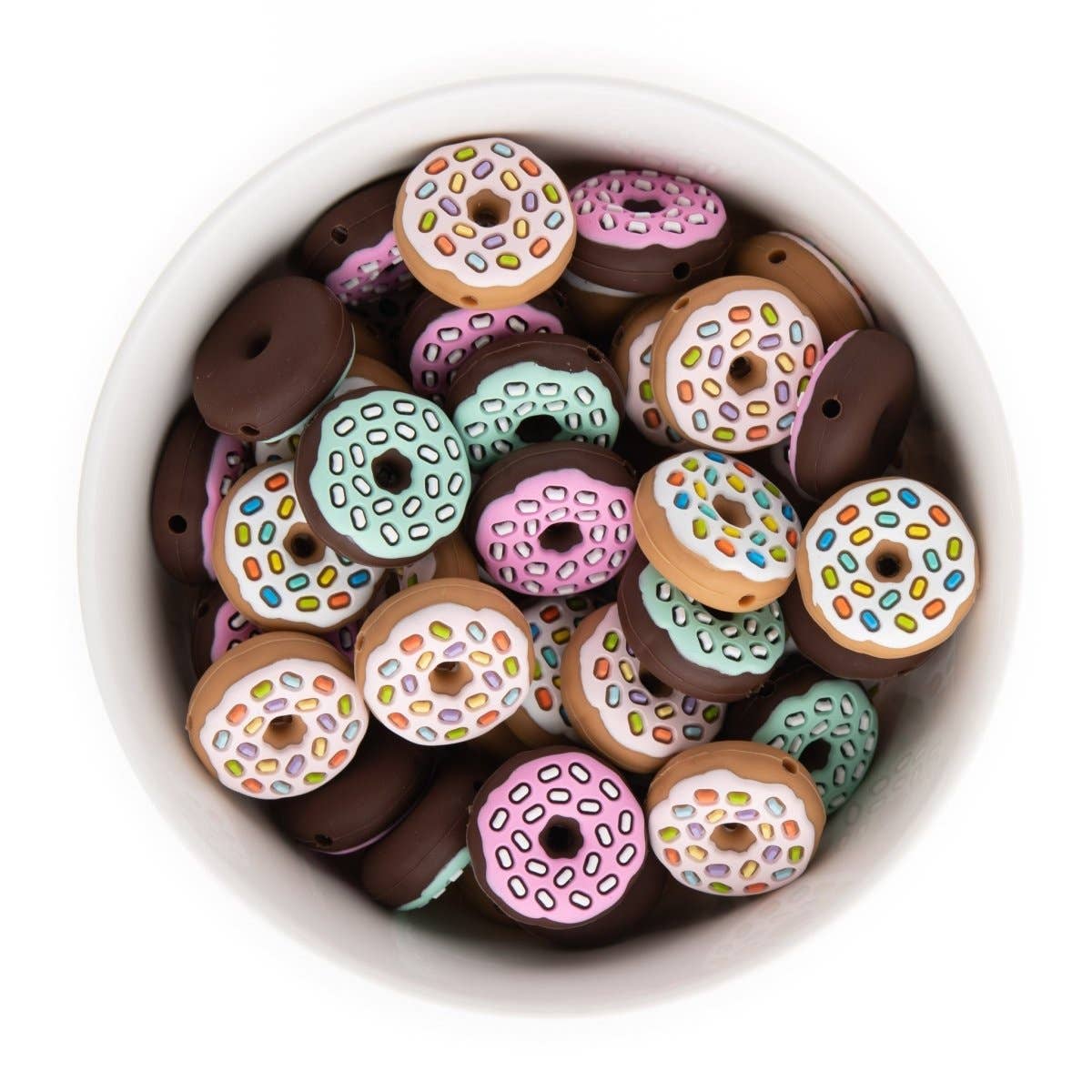 Cara & Co Silicone Craft Supply - Wholesale Craft Supplies - Sprinkle Donut Silicone Focal Beads6