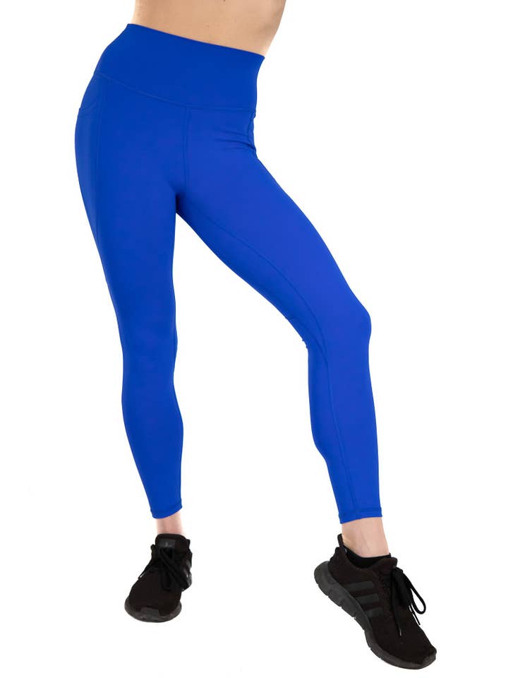Vital Apparel – Leggings de desporto/casuais - Mulher por atacado – Legging de bolso resiliente azul royal
