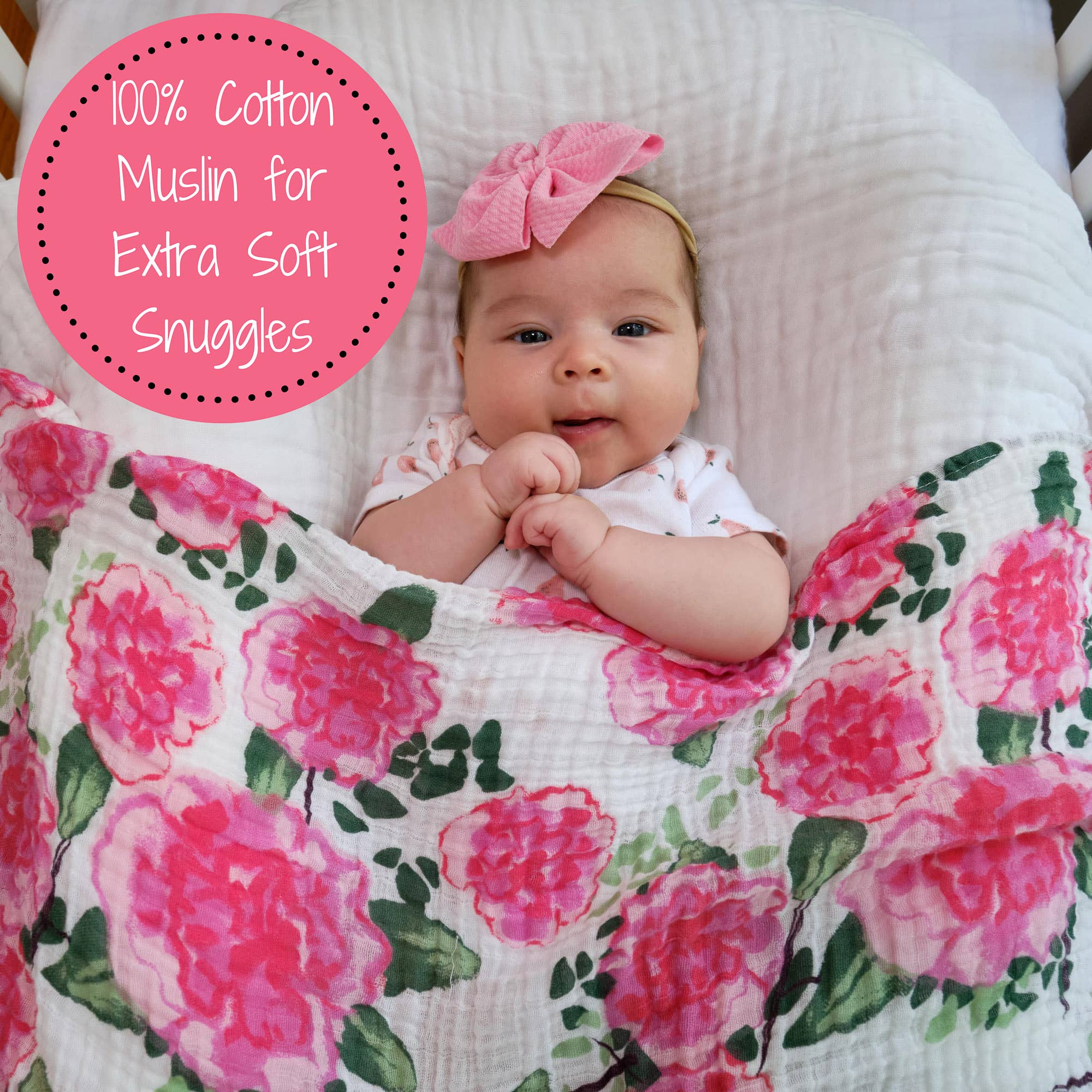 LollyBanks – wholesale Swaddle – Baby – Live Life in Full Bloom Baby Muslin Swaddle Blanket1