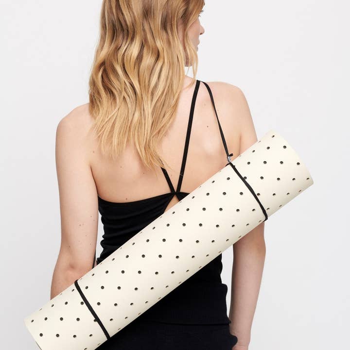 moshi moshi mind - Vente Tapis de yoga - Tapis d'exercice à pois signature - écru/pois noirs0