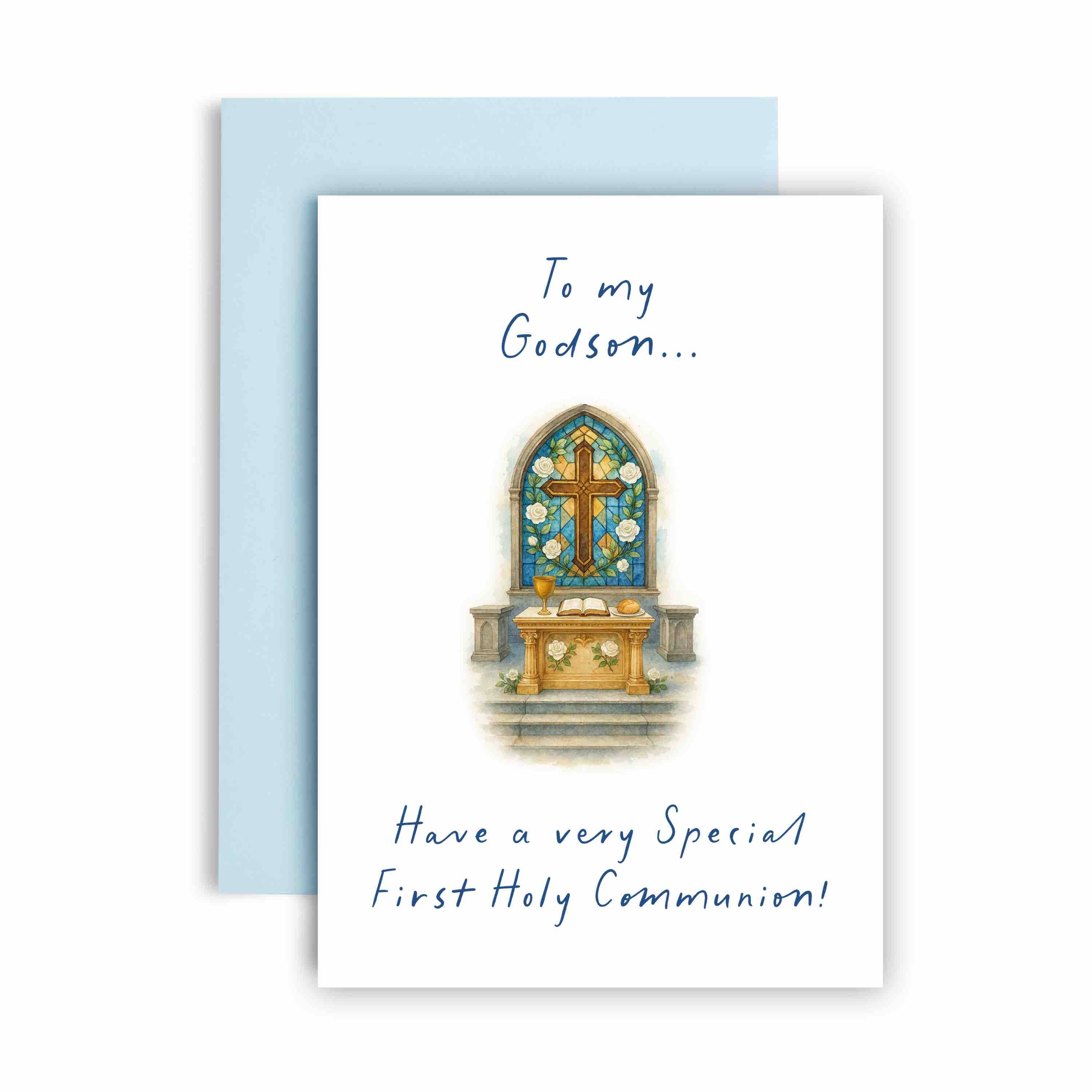 Huxters – wholesale Religious card – On a Special first Holy Communion Gold Chalice Card2