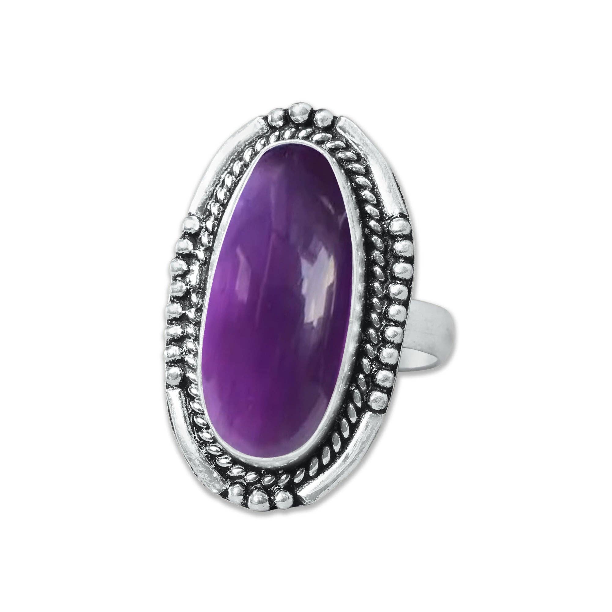 Handmade Jewels - Wholesale Cocktail/Statement Ring - Amethyst Rings for Women – Silver-Plated, Handmade, Deep Purple (US Sizes 6–10, Non-Adjustable)19