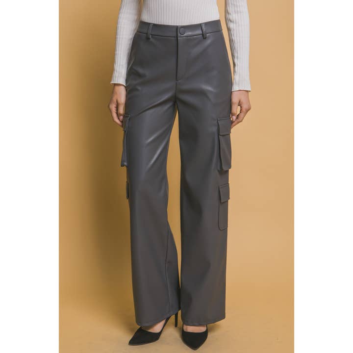 FAUX LEATHER CARGO PANTS for wholesale by HiteJeans