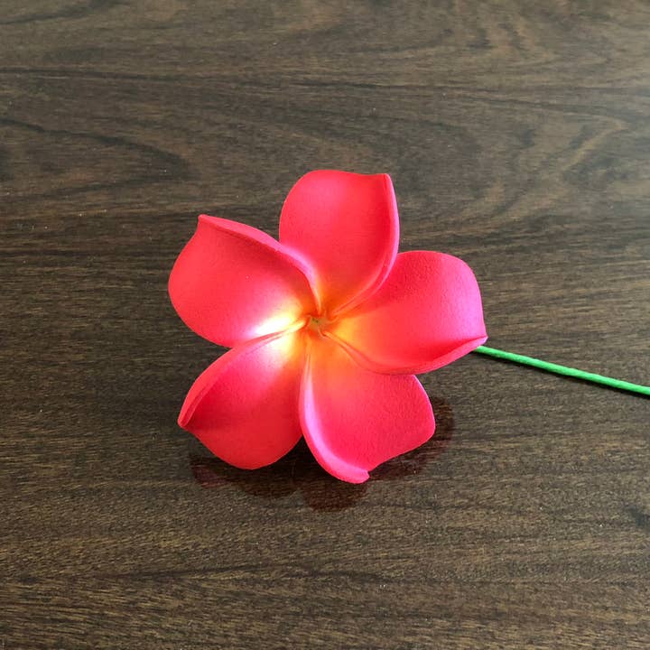 OpalHaus - Wholesale Artificial Flowers - Plumeria Foam Flower with Stem, Red 10-pack 2.5"