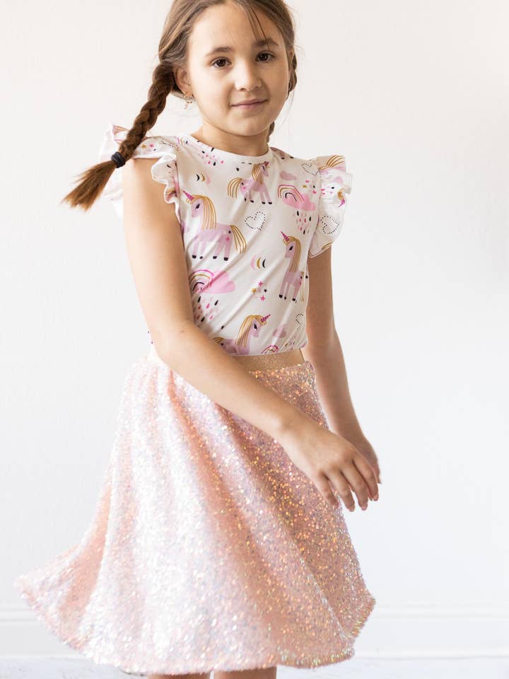 Mila & Rose - Wholesale Skort - Kids - Peach Sequin Twirl Skort1