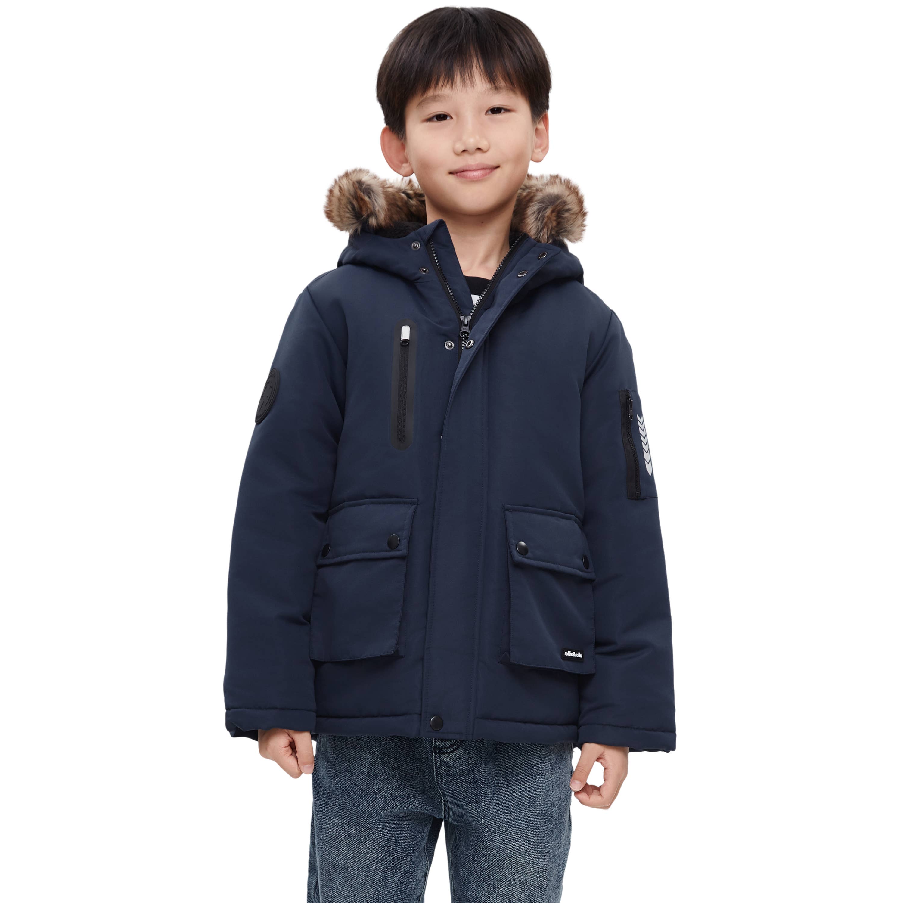 Rokka & Rolla - Wholesale Parka - Kids - Boys' Winter Coat with Faux Fur Hood Parka Jacket4