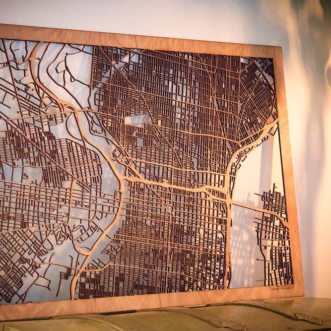 One Man One Garage - Wholesale Wall Accent - City Maps, Large 24x36" Perfect Housewarming Gift! Wooden Street Cutouts40